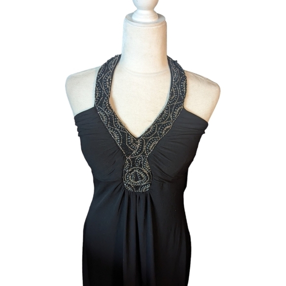 Y2K black Maxi Dress Gown halter Whimsigoth witchy sexy embellishments sz 8 - Picture 2 of 9